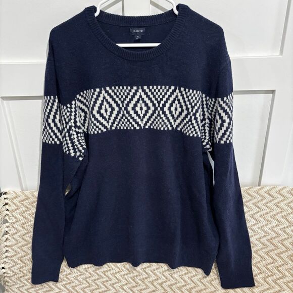 J.Crew Men’s Fair Isle Lambs Wool Crew Neck Sweater - Picture 1 of 5